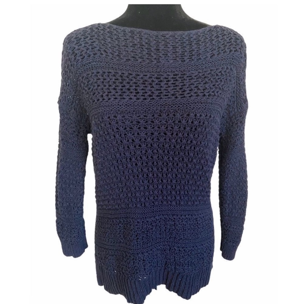 Ann Taylor Loft Dolman Navy Blue Knit Sweater Small
